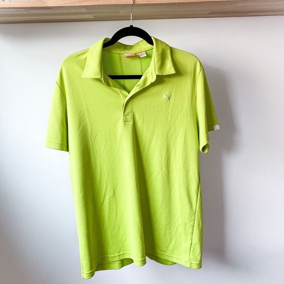 Lime green puma mens golf shirt Large - Picture 2 of 4